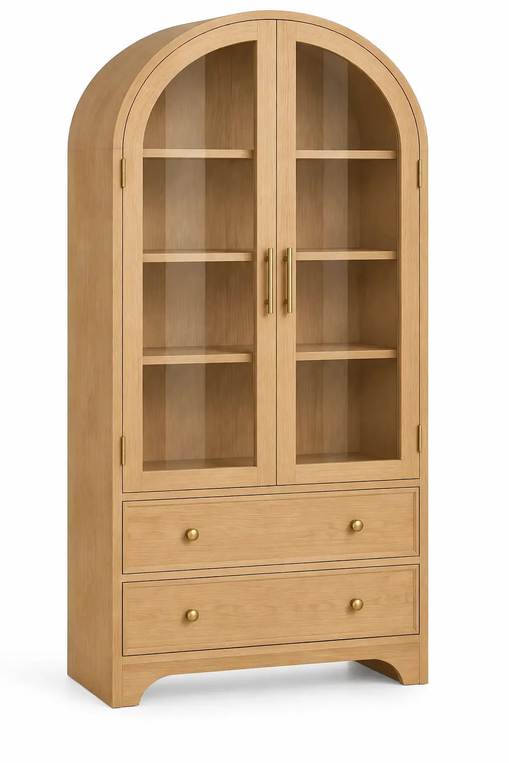 Vitrina de almacenamiento con formas arqueadas, marrón