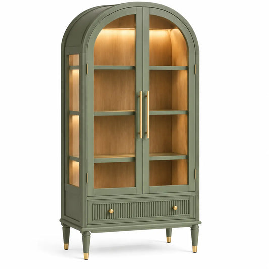 Vitrina de almacenamiento con formas arqueadas, verde
